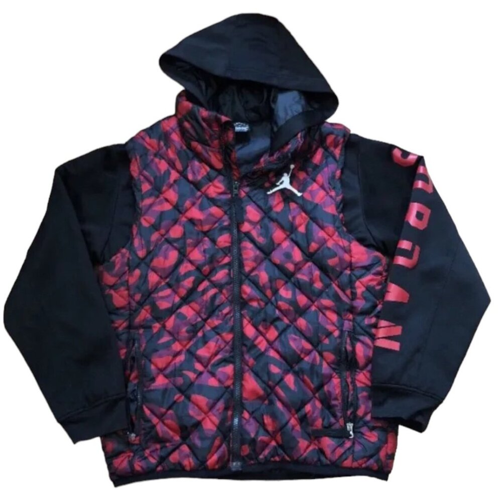 JORDAN Jacket Youth Medium 10-12 Years Warm Lined Black And Red